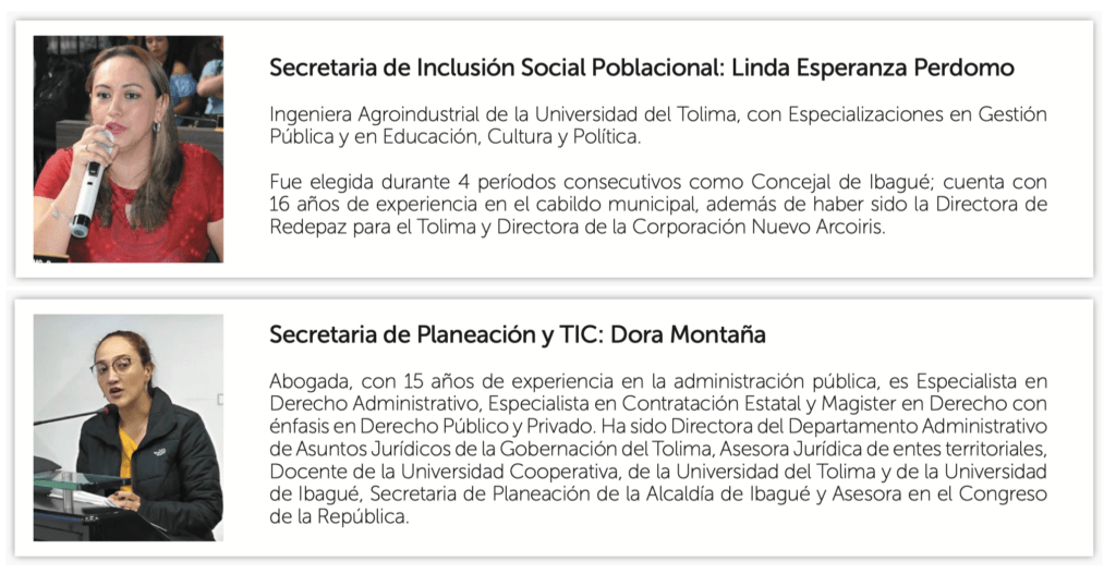 Gabinete del tolima gobernadora